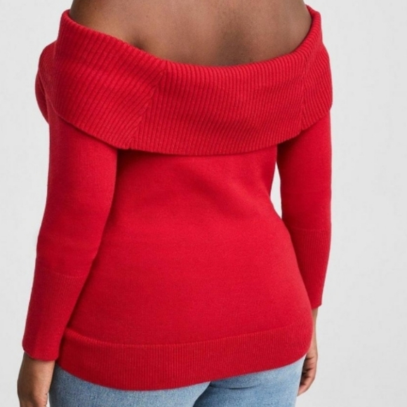 Ali Miles (Size 3X) Red Textured Print Cowlneck/Off-the-Shoulder Top (NEW-NWT) - Picture 12 of 13